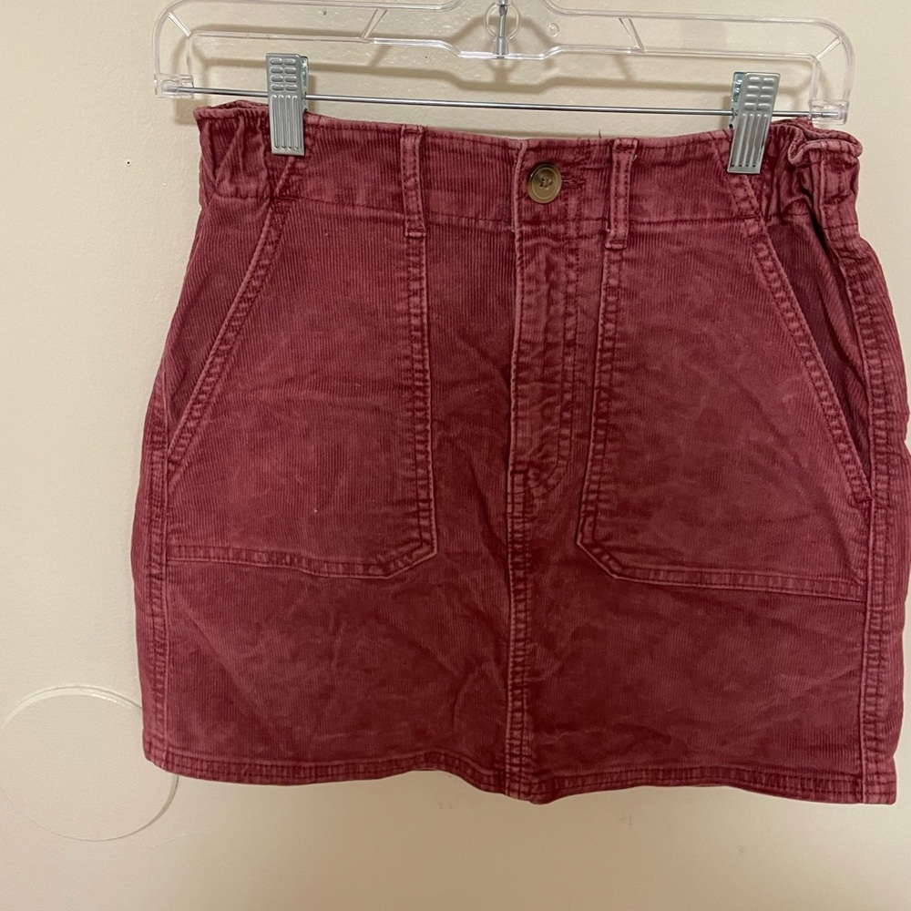 American Eagle Outfitters Corduroy Mini Skirt in Burgundy